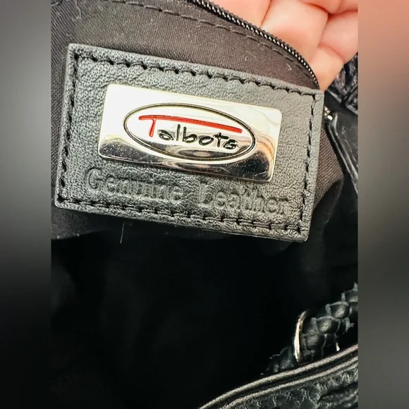 Talbots Black Pebbled Leather Hobo Shoulder Bag Medium Size - Picture 6 of 8